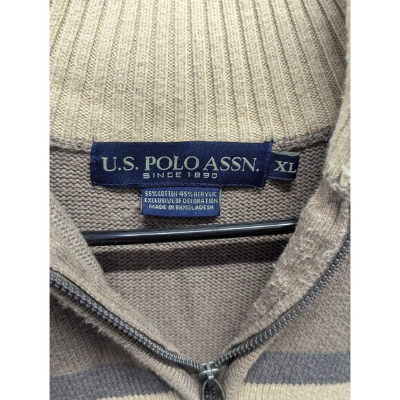U.S. Polo Assn Men's Size XL Brown 1/4 Zip Pullover Sweater - Picture 4 of 7